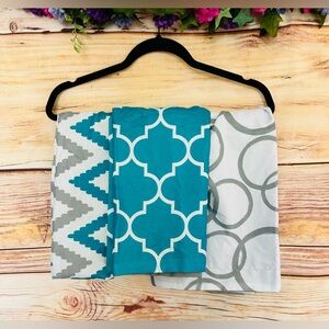 Multicolored Printed Turquoise White Grey 3 Pillowcase Sets 6pk NEW